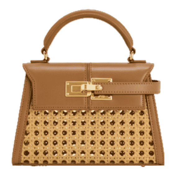 Elise Faux Bamboo Woven Top Handle Bag 