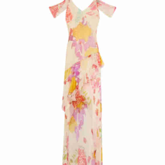 Flores Silk Long Dress