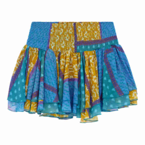 Blue Estrellitas Silk Mini Skirt