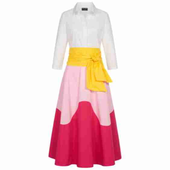 Wave Colorblock Shirt Dress