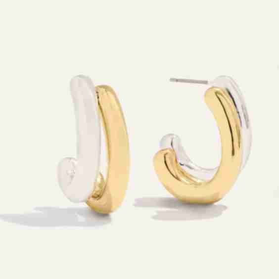 J Hoops Mixed Metal Earrings