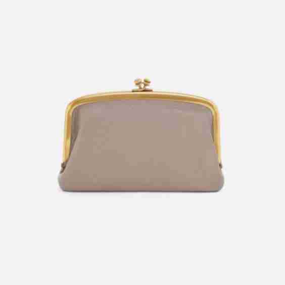 Cora Medium Frame Wallet In Pebbled Leather - Taupe
