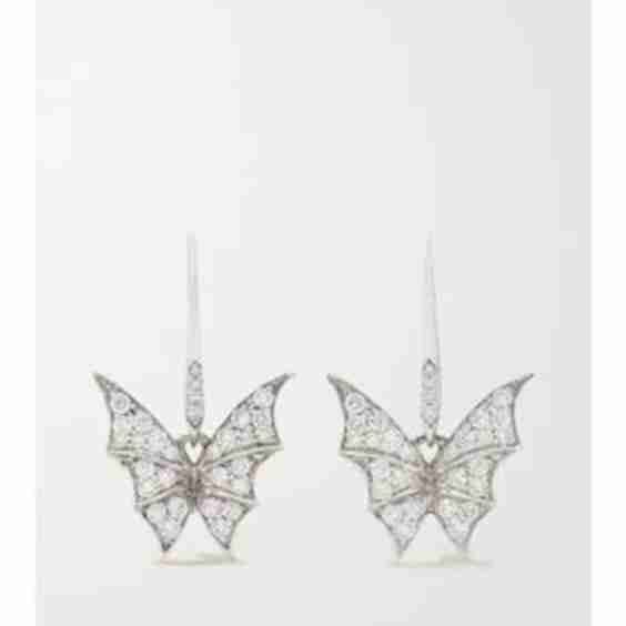 + Net Sustain Fly By Night Small 18-Karat Recycled White Gold Diamond Earrings
