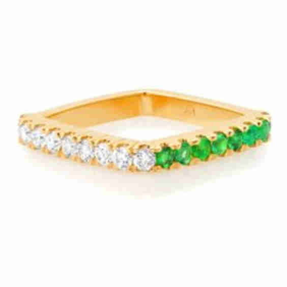 Diamond and Emerald Square Ring