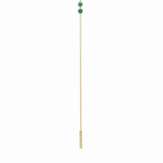 14K Yellow Gold & 3 Bezel Emerald Drop Lariat Necklace
