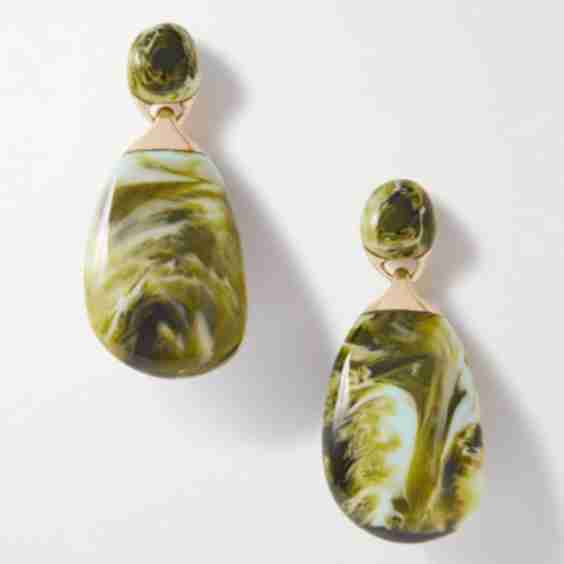 River Rock Large Gold-Tone Resin Earrings