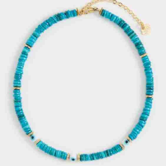 Turquoise Dyed Sea Shell Puka Necklace