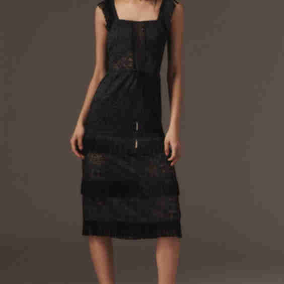 Lotus Lace Fringe Midi Dress