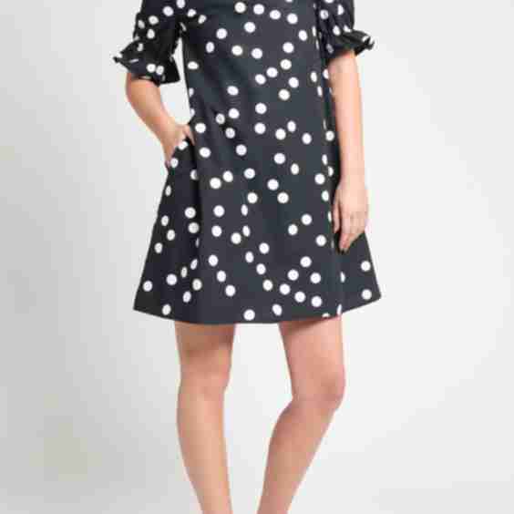 Ruffle Detail Poplin Shift Dress