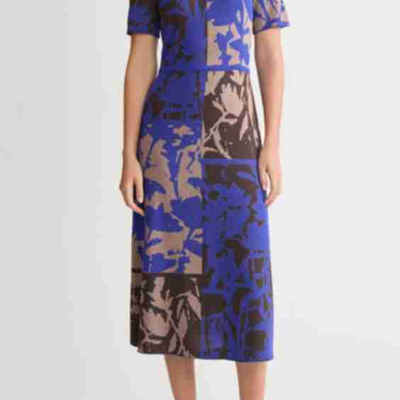 Floral Colorblock Knit Midi Dress