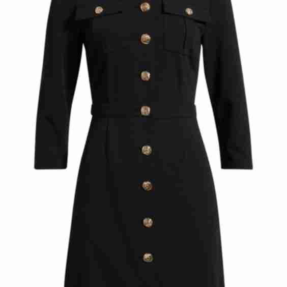 Deco Long Sleeve Crepe Sheath Dress