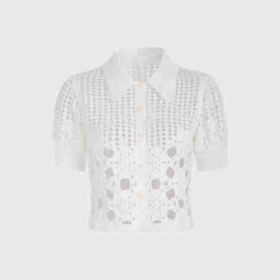 The White Peter Pan Collar Crochet Cardigan