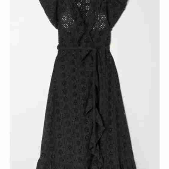 Brianna Ruffled Broderie Anglaise Cotton Wrap Midi Dress