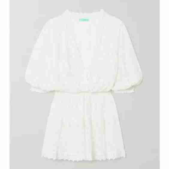 Lara Crochet-Trimmed Embroidered Georgette Mini Dress