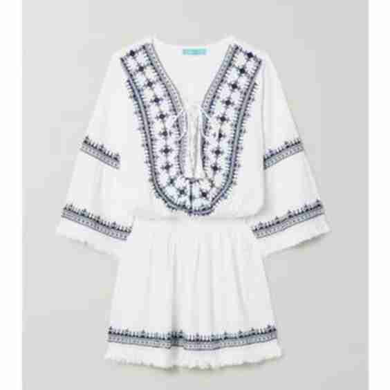 Martina Embroidered Cotton And Linen-Blend Mini Dress