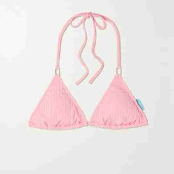 Cancun Ribbed Triangle Halterneck Bikini Top