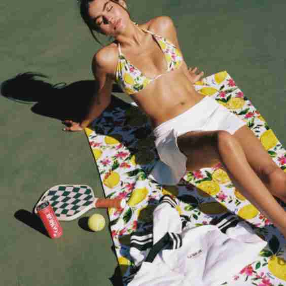 White Lemon Print Towel