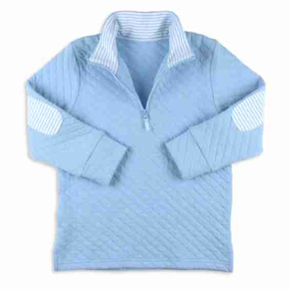 Boys Quilted Quarter Zip Blue Lagoon