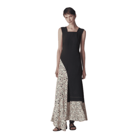 Apron Dress in Satin Viscose