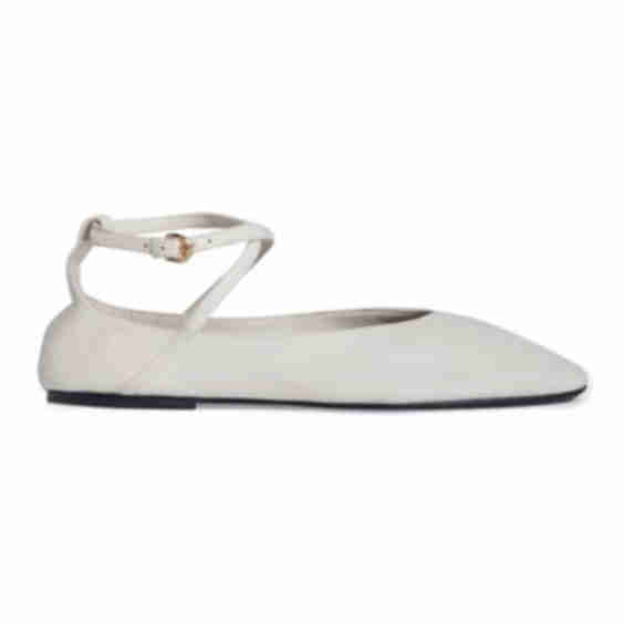 Leather Ballet Flats with Ankle Strap