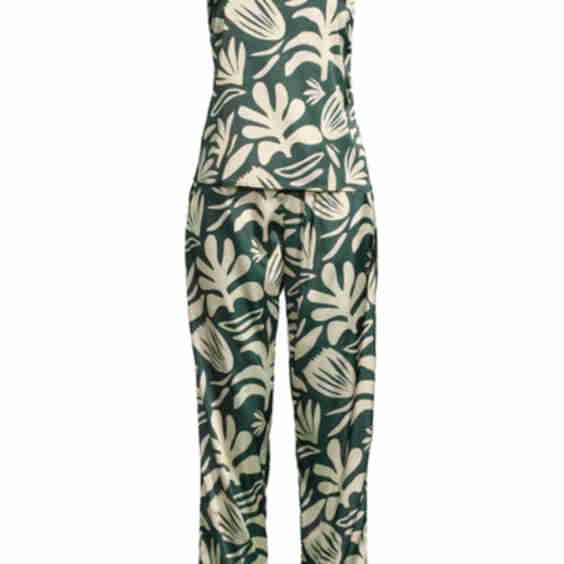 Palm Print Long Cami Set