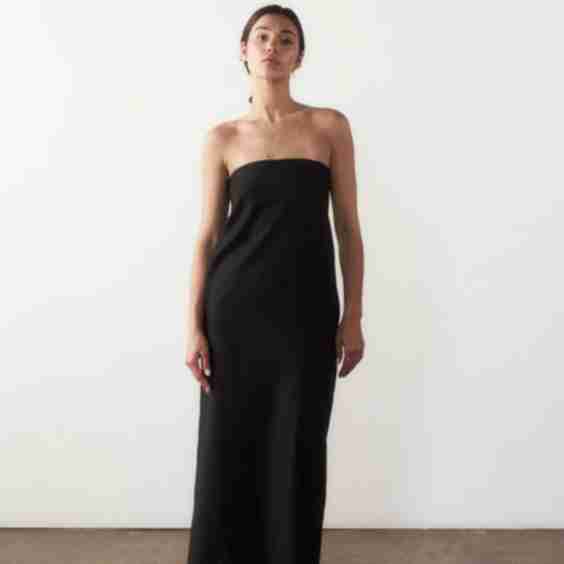 Bridget Strapless Dress In Tropical Wool