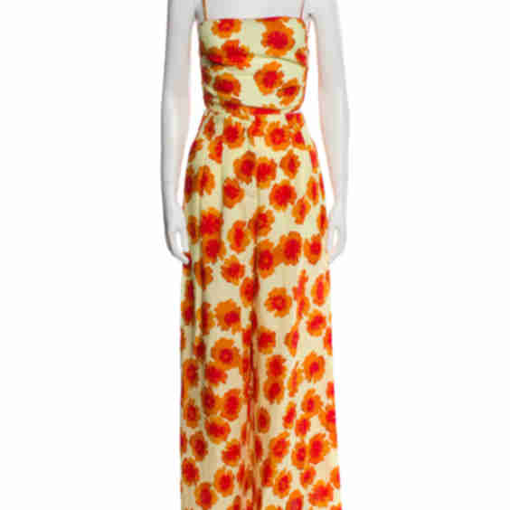 Floral Print Pleated Accents Pant Set