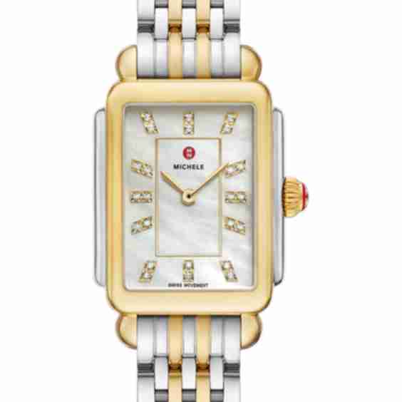 Deco Courbe Diamond & 18K Gold Plate Bracelet Watch, 26mm x 32mm
