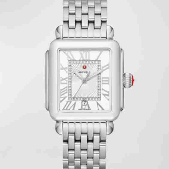 Deco Madison Diamond-Dial Watch, Silver
