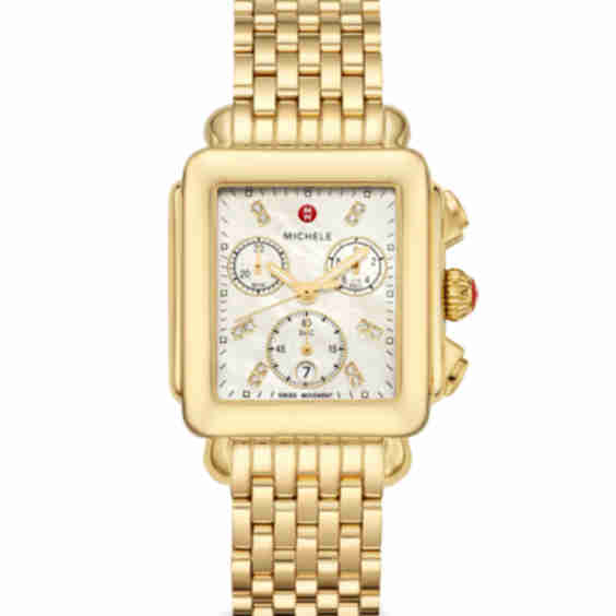 Deco Goldtone Stainless Steel Bracelet Chronograph Watch