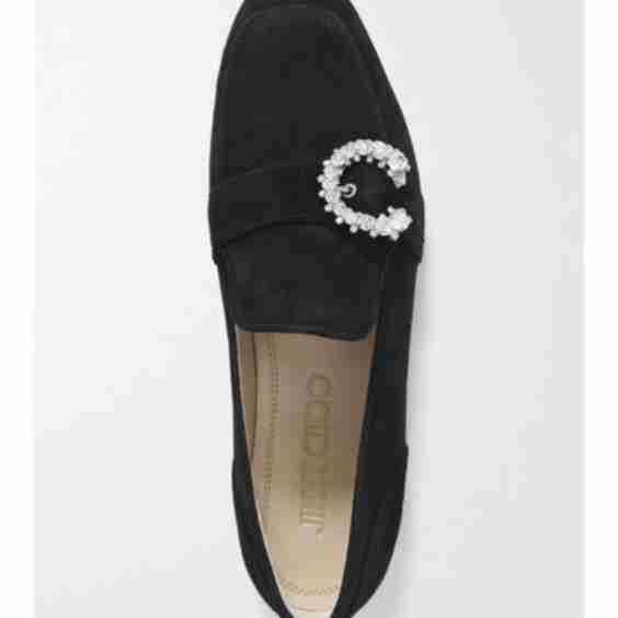 Black Mani Crystal-Embellished Suede Loafers