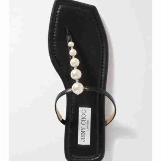 Black Alaina Embellished Leather Sandals