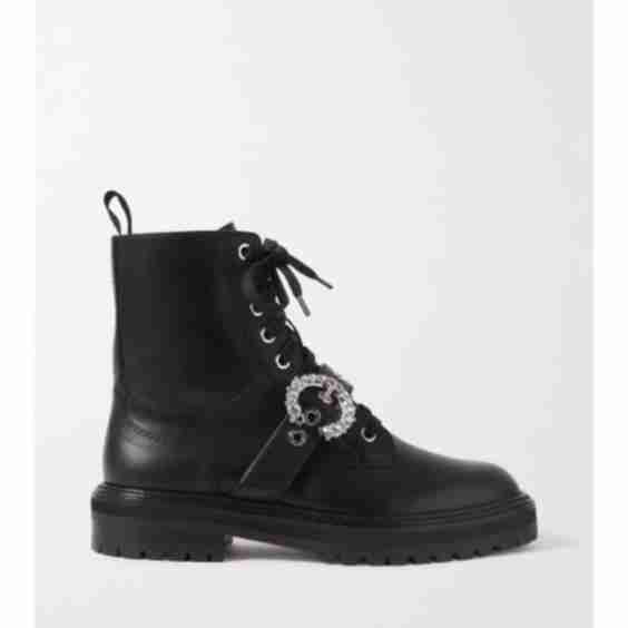 Black Cora Crystal-Embellished Suede Ankle Boots