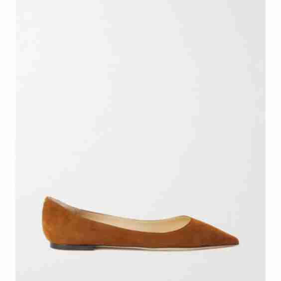 Tan Love Suede Point-Toe Flats