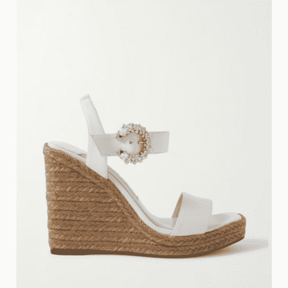 Mirabelle 110 Crystal-Embellished Leather Espadrille Wedge Sandals