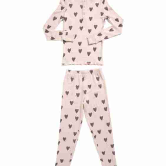 Girls 2pc Fantasy Heart Pajama Top And Pants Set