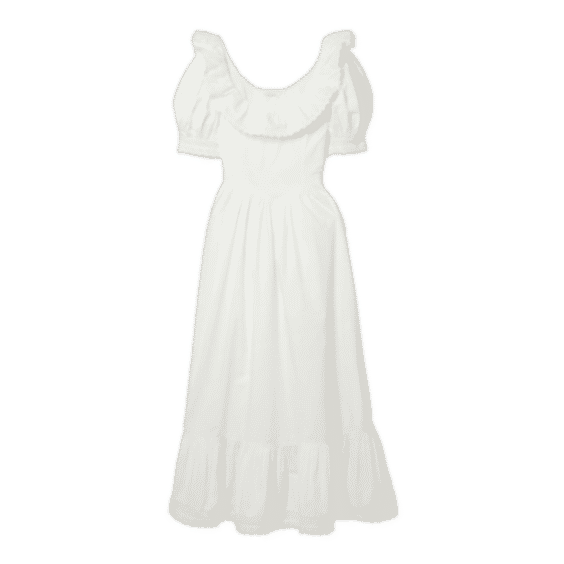 Lupine Broderie Anglaise-Trimmed Organic Cotton-Poplin Maxi Dress