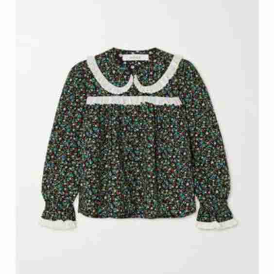 Amie Ruffled Floral-Print Organic Cotton-Poplin Blouse
