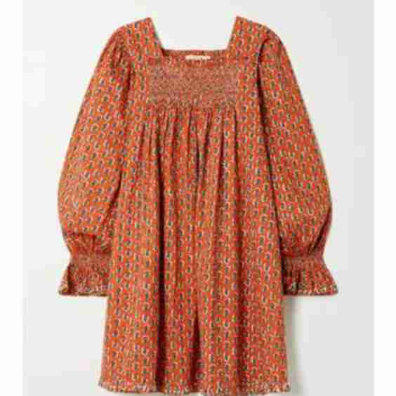 Estee Smocked Floral-Print Organic Cotton Mini Dress