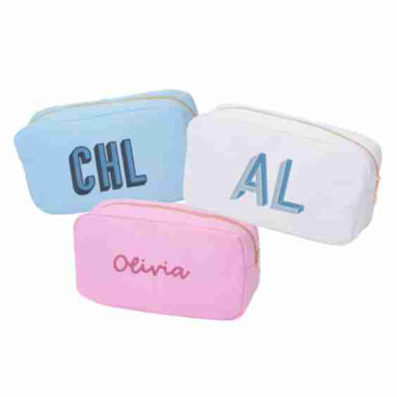 Embroidered Large Nylon Pouch