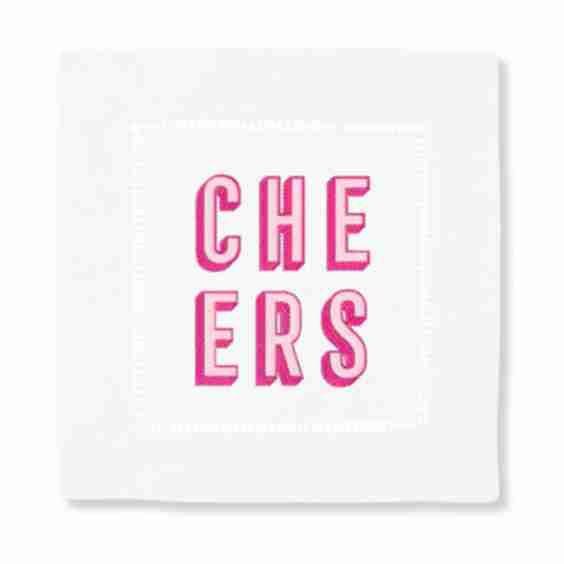 Cheers Embroidered Cocktail Napkins, Set of 4