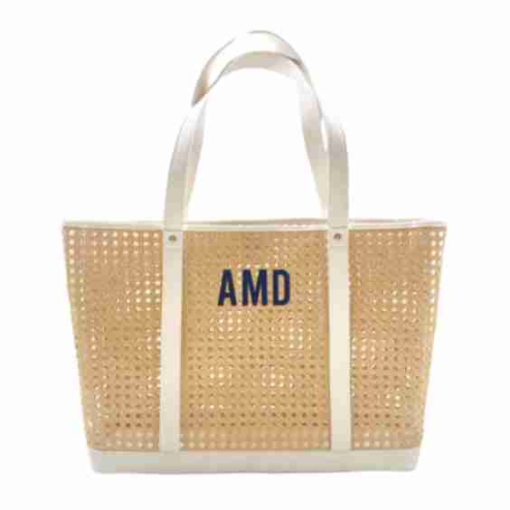 Embroidered Monogram Cane Tote