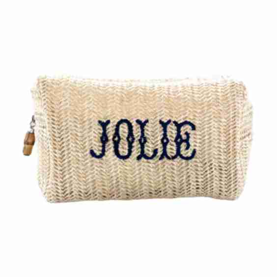 Embroidered TRVL Straw Pouch