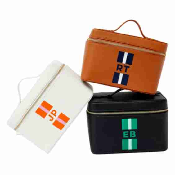 Striped Monogram Leather Train Case