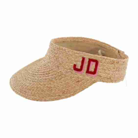 Embroidered Straw Visor