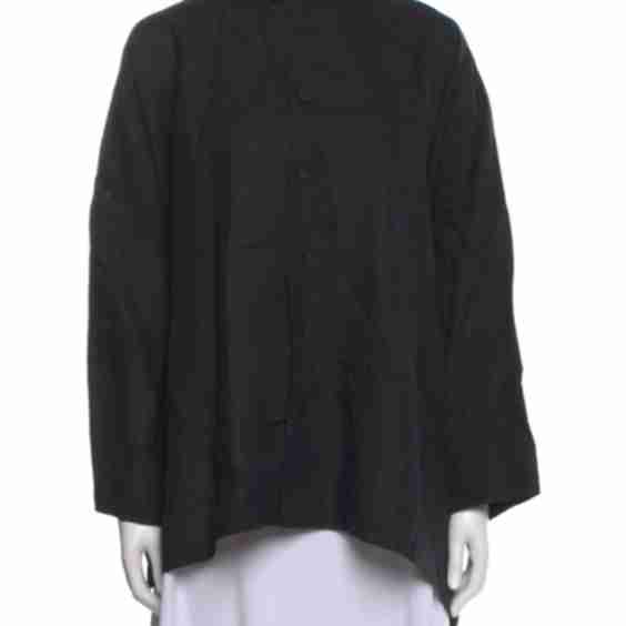 Mock Neck Long Sleeve Button-Up Top