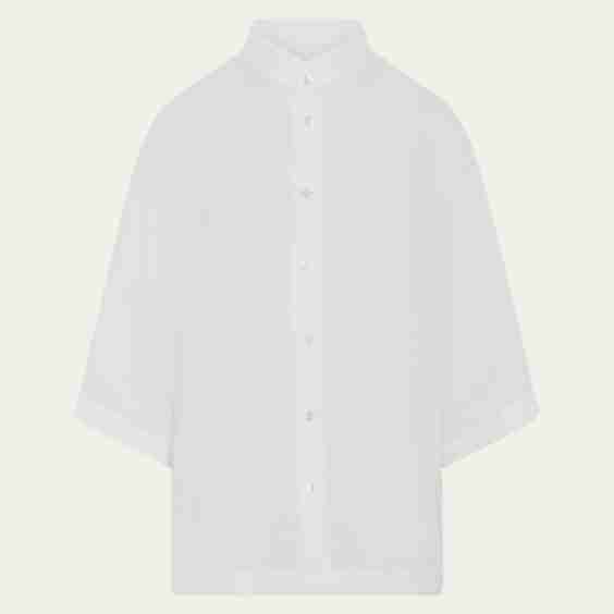 Slim Collarless Short-Sleeve Shirt (Regular Length)