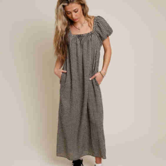 Smitten Square Neck Midi Dress 