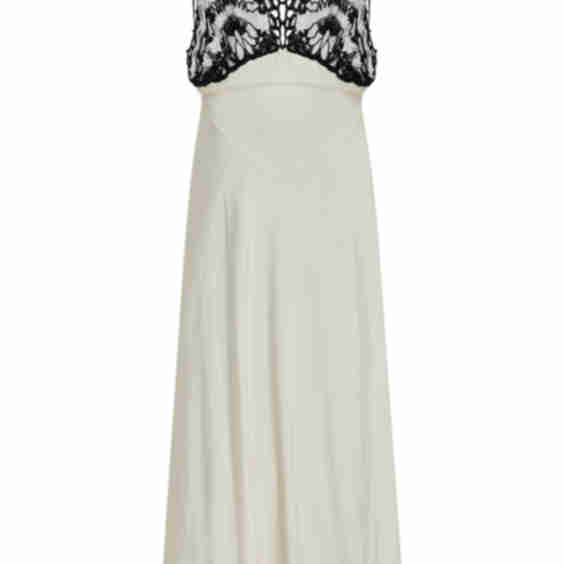 Pavona Two-Tone Crocheted Cotton-Trimmed Twill Maxi Dress