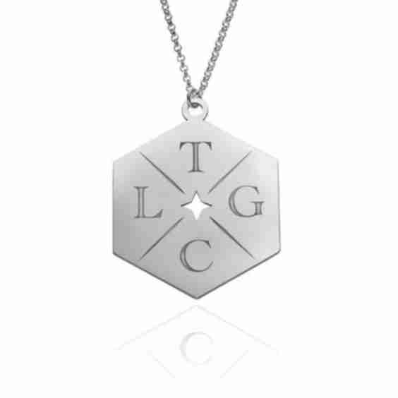 Stars & Back Big Initial Necklace 